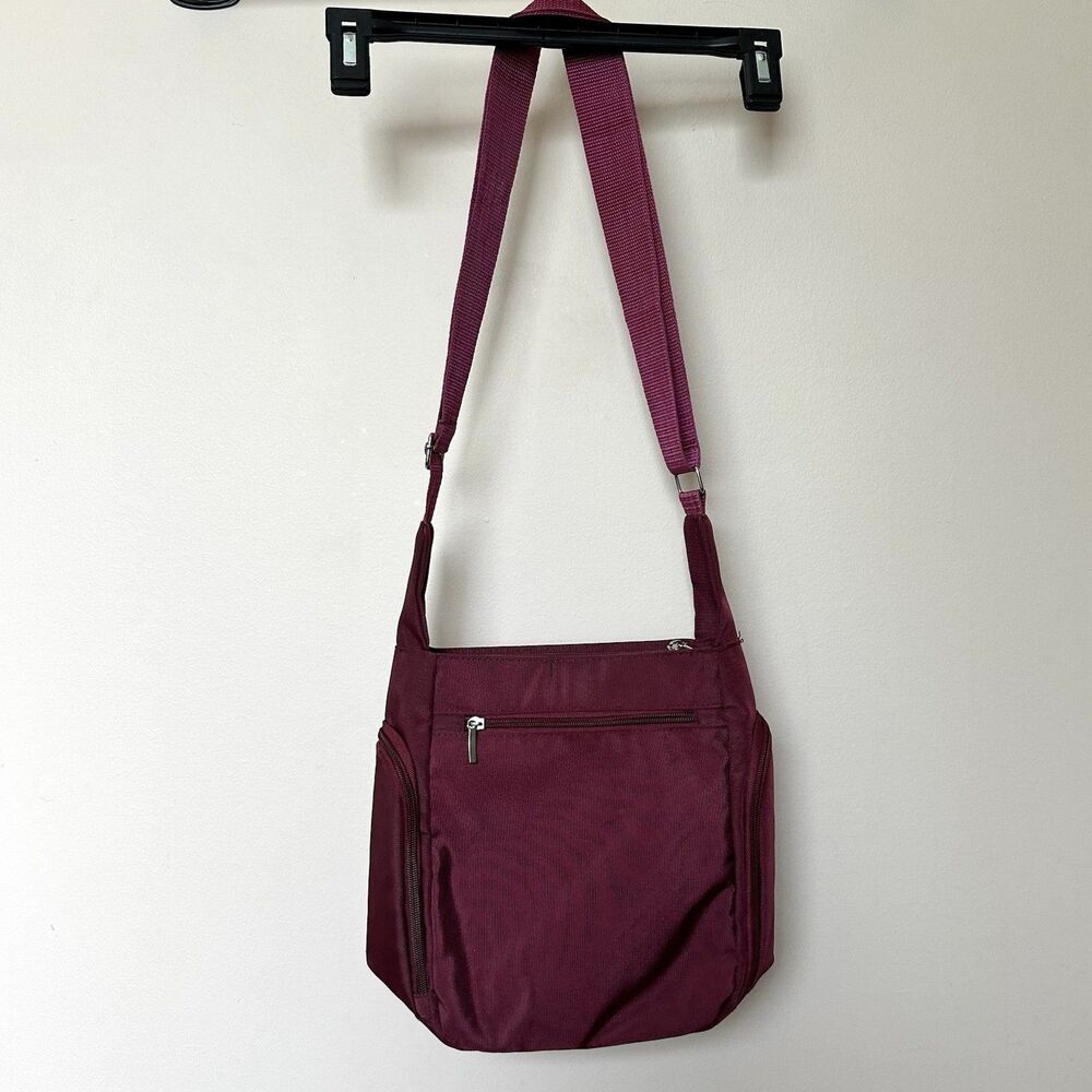 ORGANIZZI Crossbody Purse RFID Block Shoulder Bag Cell Phone Pockets Burgundy - Picture 3 of 7
